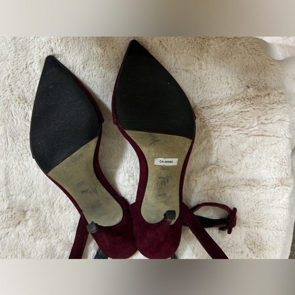 🌟 Alexander Wang Lovisa Suede D’Orsay Pumps Heels In Deep Red/Burg Sz 38.5/ US 8 - Picture 7 of 11